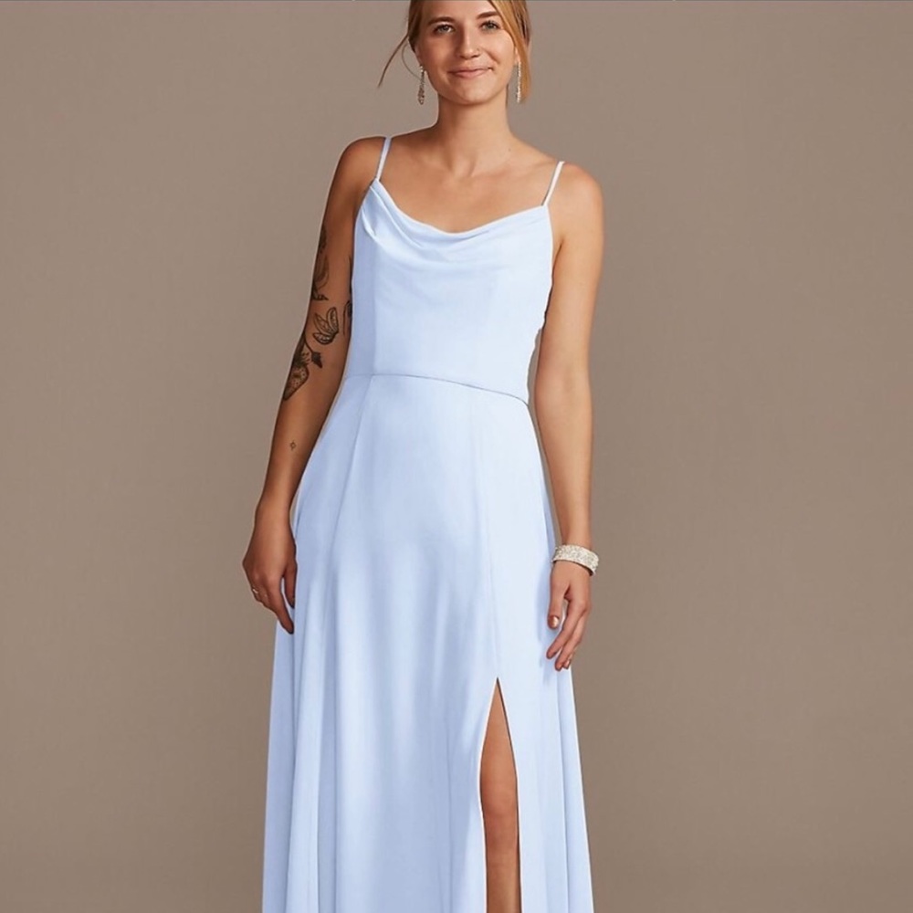 David’s Bridal Ice Blue Size 8 Bridesmaid Dress